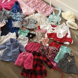 Lot of 37 OG, Battat doll clothes, Sleeping Bag, Suitcase